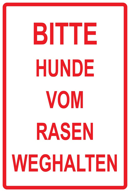 Rasen betreten verboten Aufkleber "Bitte Hunde vom Rasen weghalten" 10-60 cm aus PVC Plastik, LO-KEEPOFFGRASS-V-11700-14