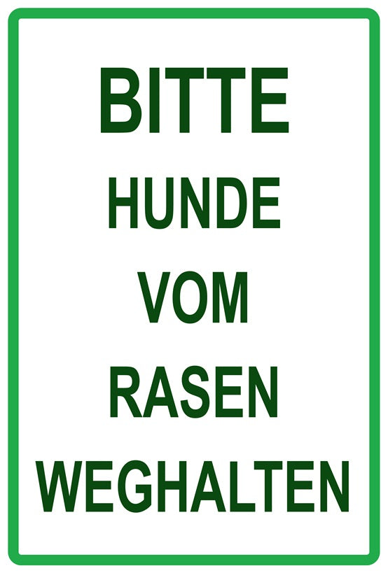 Rasen betreten verboten Aufkleber "Bitte Hunde vom Rasen weghalten" 10-60 cm aus PVC Plastik, LO-KEEPOFFGRASS-V-11700-54