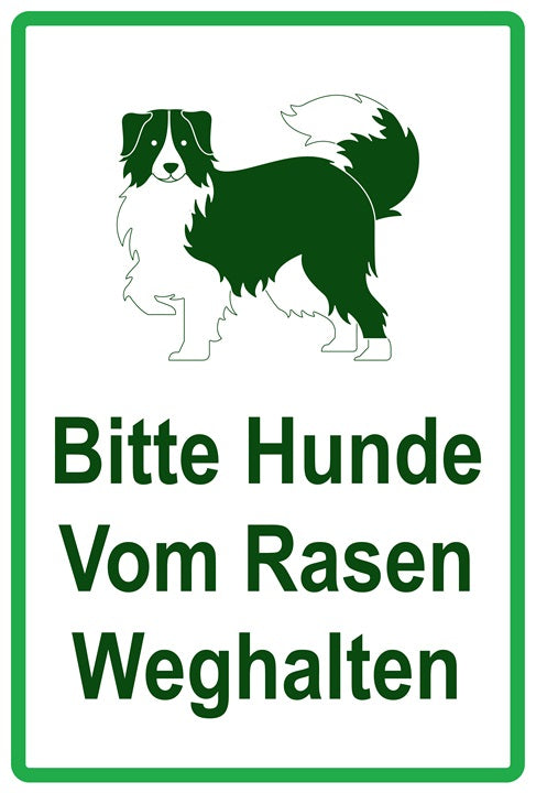 Rasen betreten verboten Aufkleber "Bitte Hunde vom Rasen weghalten" 10-60 cm aus PVC Plastik, LO-KEEPOFFGRASS-V-11900-54