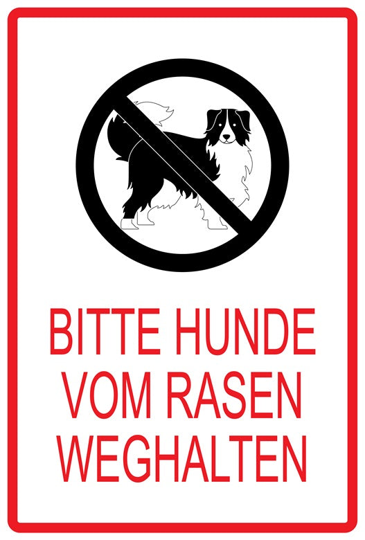 Rasen betreten verboten Aufkleber "Bitte Hunde vom Rasen weghalten" 10-60 cm aus PVC Plastik, LO-KEEPOFFGRASS-V-12100-14