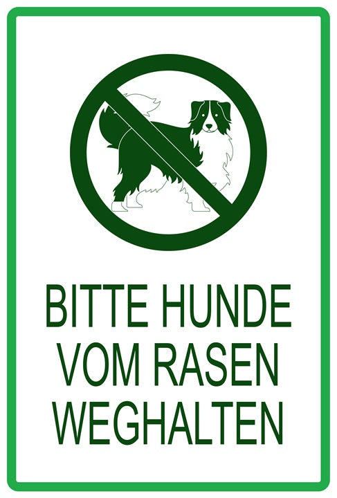 Rasen betreten verboten Aufkleber "Bitte Hunde vom Rasen weghalten" 10-60 cm aus PVC Plastik, LO-KEEPOFFGRASS-V-12100-54