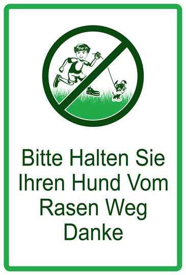 Rasen betreten verboten Aufkleber "Bitte halten Sie Ihren Hund vom Rasen weg Danke" 10-60 cm aus PVC Plastik, LO-KEEPOFFGRASS-V-12300-54