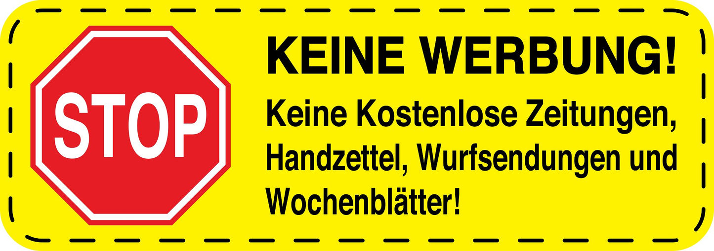 1x Keine Werbung Aufkleber wetterfest LO-KWE-4000-3