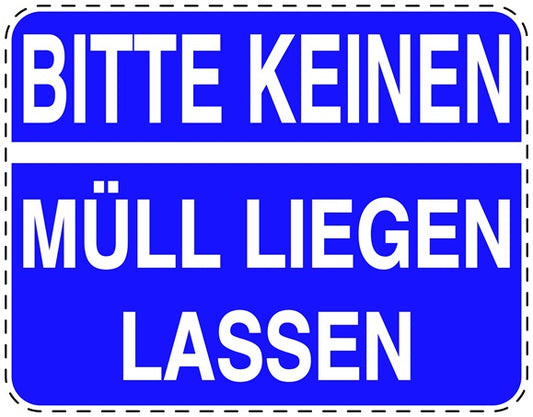 Mülltonnenaufkleber "Bitte keinen Müll liegen lassen" blau, horizontal LO-LITTER-H-10100-44