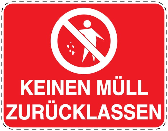 Mülltonnenaufkleber "Keinen Müll zurücklassen" rot, horizontal LO-LITTER-H-10400-14