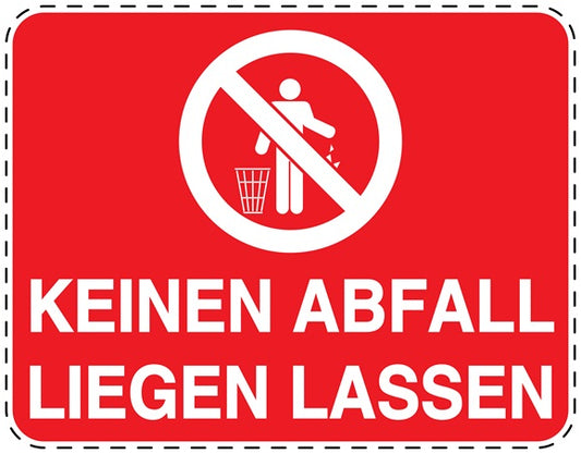 Mülltonnenaufkleber "Keinen Abfall liegen lassen" rot, horizontal LO-LITTER-H-10900-14