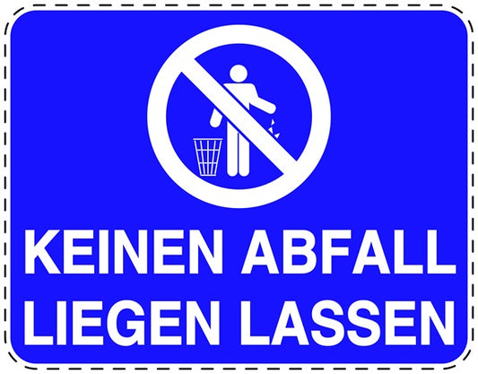 Mülltonnenaufkleber "Keinen Abfall liegen lassen" blau, horizontal LO-LITTER-H-10900-44