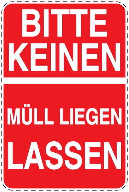 Mülltonnenaufkleber "Bitte keinen Müll liegen lassen" rot, horizontal LO-LITTER-V-10100-14