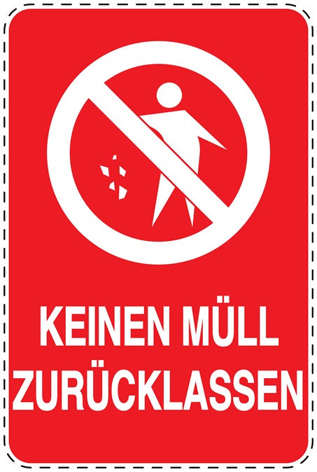 Mülltonnenaufkleber "Keinen Müll zurücklassen" rot, horizontal LO-LITTER-V-10400-14