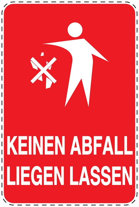 Mülltonnenaufkleber "Keinen Abfall liegen lassen" rot, horizontal LO-LITTER-V-10500-14