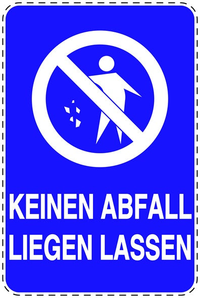 Mülltonnenaufkleber "Keinen Abfall liegen lassen" blau, vertikal LO-LITTER-V-10700-44