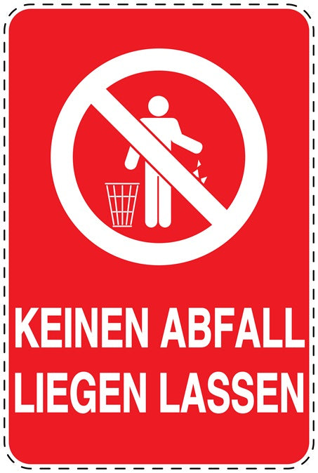 Mülltonnenaufkleber "Keinen Abfall liegen lassen" rot, horizontal LO-LITTER-V-10900-14
