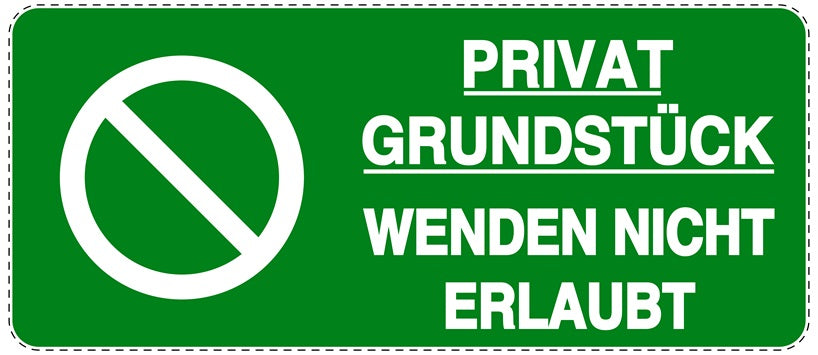 Parken verboten Aufkleber "Privatgrundstück wenden nicht erlaubt" LO-NPRK-1160-54