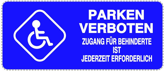 Parken verboten Aufkleber "Parken verboten Zugang für Behinderte ist jederzeit erforderlich" LO-NPRK-1170-44
