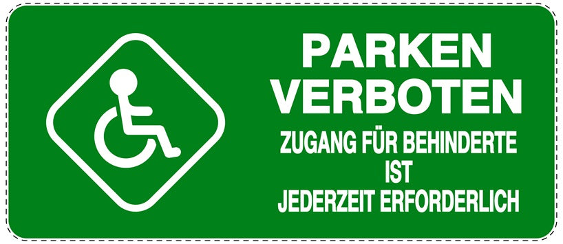 Parken verboten Aufkleber "Parken verboten Zugang für Behinderte ist jederzeit erforderlich" LO-NPRK-1170-54