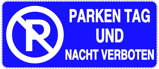 Parken verboten Aufkleber "Parken Tag und Nacht verboten" LO-NPRK-1290-44