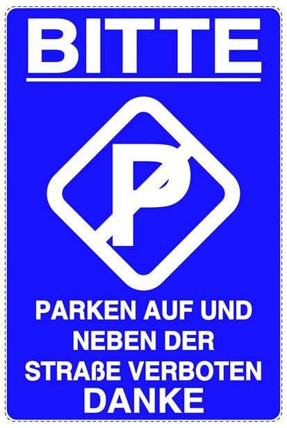 Parken verboten Aufkleber "Bitte Parken auf und neben der Straße verboten" LO-NPRK-2090-44