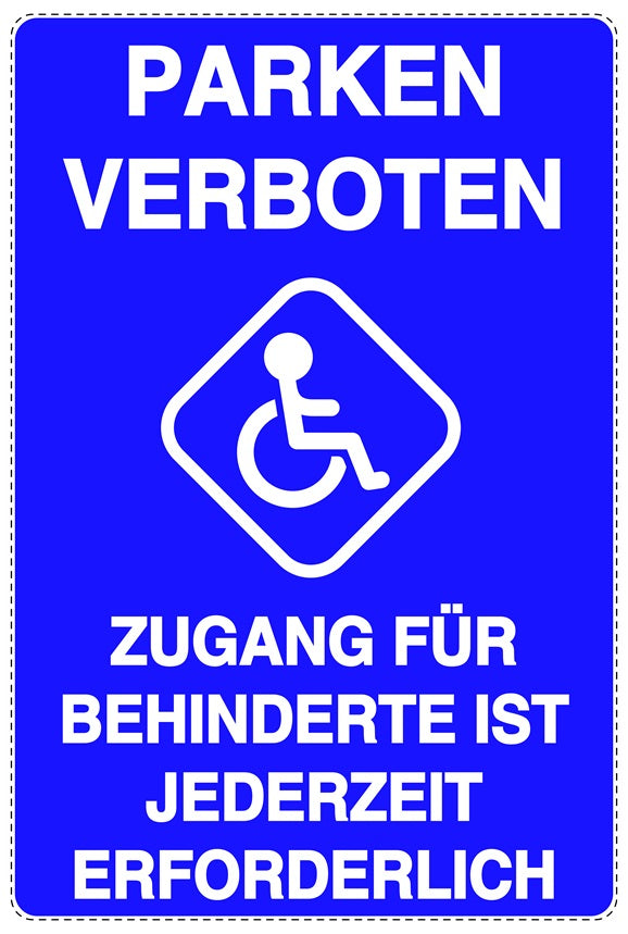 Parken verboten Aufkleber "Parken verboten Zugang für behinderte ist jederzeit erforderlich" LO-NPRK-2170-44