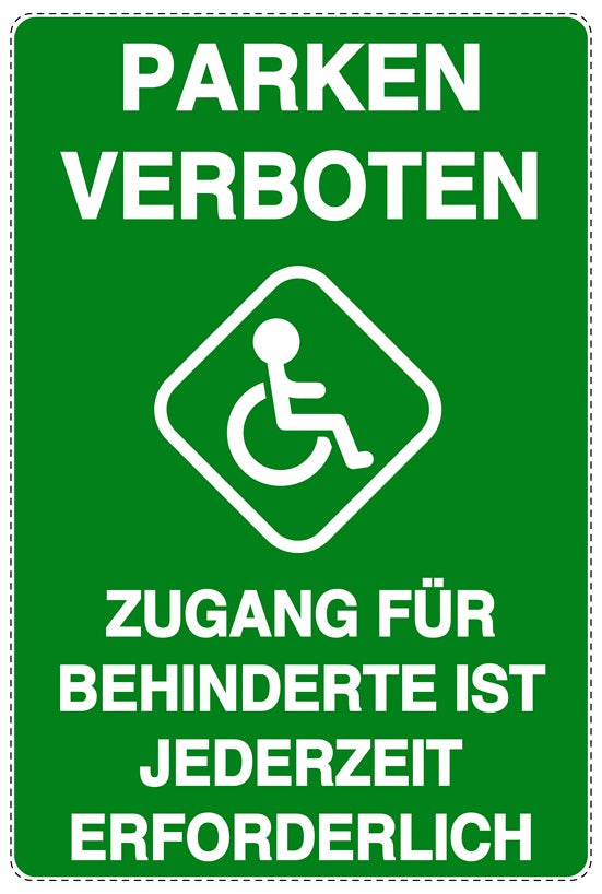 Parken verboten Aufkleber "Parken verboten Zugang für Behinderte jederzeit erforderlich" LO-NPRK-2170-54