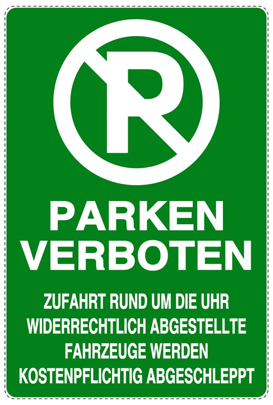 Parken verboten Aufkleber "Parken verboten Zufahrt rund um die Uhr Widerrechtlich abgestellte Fahrzeuge werden kostenpflichtig abgeschleppt" LO-NPRK-2190-54