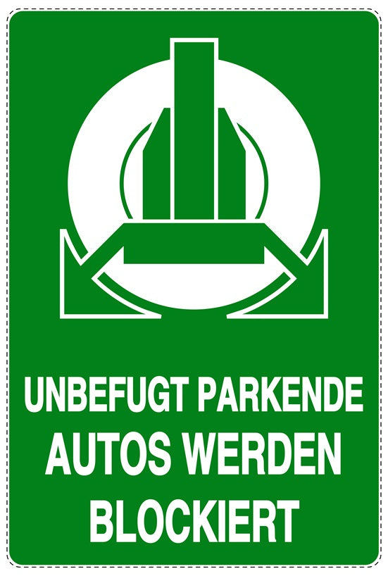 Parken verboten Aufkleber "Unbefugt parkende Autos werden blockiert" LO-NPRK-2270-54