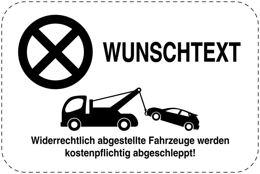 Parkplatzverbotsschilder (Parken verboten) schwarz als Aufkleber LO-PARKEN-10300-V-88-Wunsch