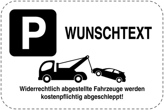 Parkplatzverbotsschilder (Parken verboten) schwarz als Aufkleber LO-PARKEN-10400-V-88-Wunsch