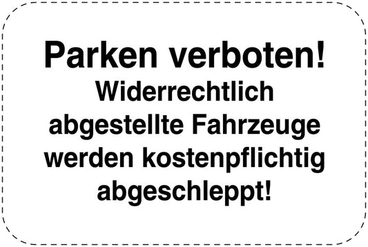 Parkplatzverbotsschilder (Parken verboten) schwarz als Aufkleber LO-PARKEN-11400-V-88