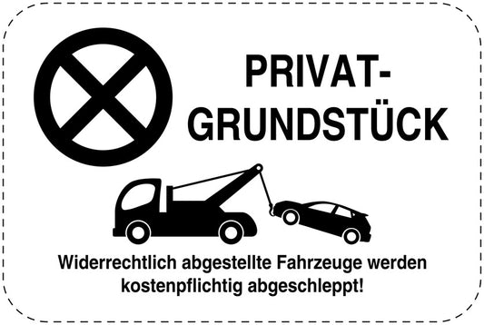 Parkplatzverbotsschilder (Parken verboten) schwarz als Aufkleber LO-PARKEN-12600-V-88