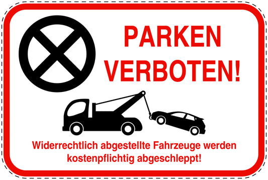 Parkplatzverbotsschilder (Parken verboten) rot als Aufkleber LO-PARKEN-13200-V-14