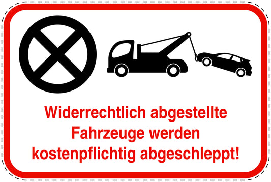 Parkplatzverbotsschilder (Parken verboten) rot als Aufkleber LO-PARKEN-13400-V-14