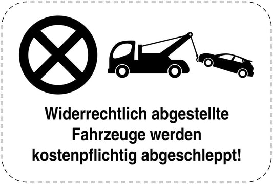 Parkplatzverbotsschilder (Parken verboten) schwarz als Aufkleber LO-PARKEN-13400-V-88