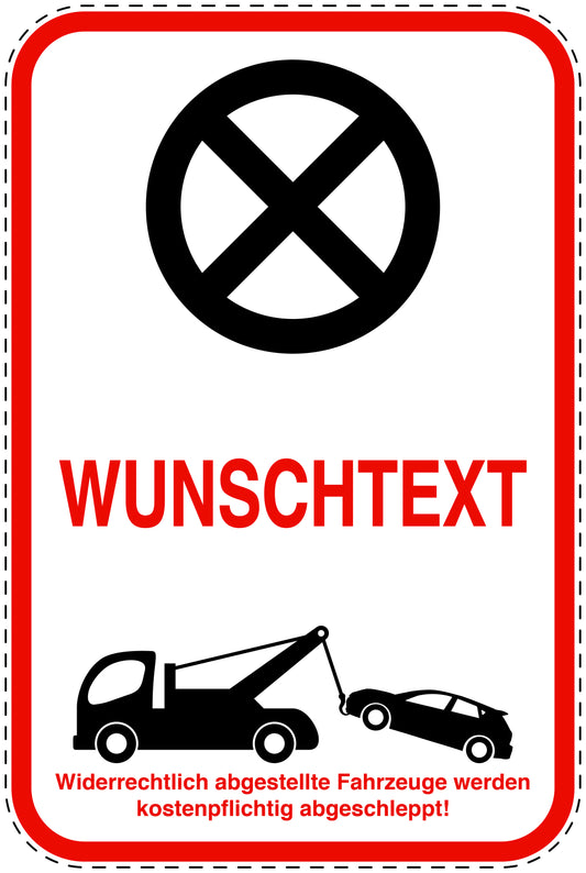 Parkplatzverbotsschilder (Parken verboten) rot als Aufkleber LO-PARKEN-20300-V-14-Wunsch