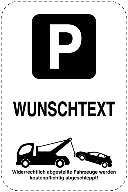 Parkplatzverbotsschilder (Parken verboten) schwarz als Aufkleber LO-PARKEN-20400-H-88-Wunsch