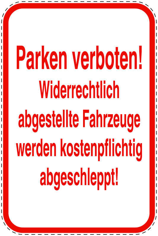 Parkplatzverbotsschilder (Parken verboten) rot als Aufkleber LO-PARKEN-21400-V-14