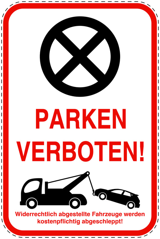 Parkplatzverbotsschilder (Parken verboten) rot als Aufkleber LO-PARKEN-23200-V-14