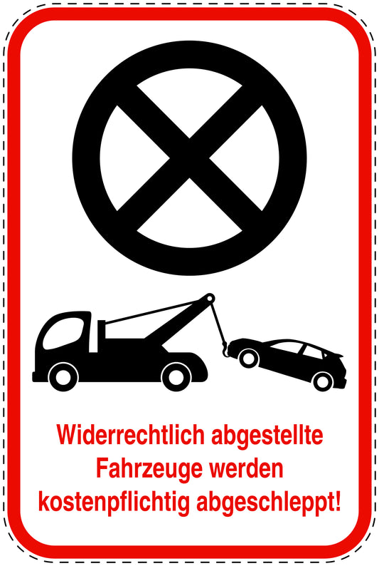 Parkplatzverbotsschilder (Parken verboten) rot als Aufkleber LO-PARKEN-23400-V-14