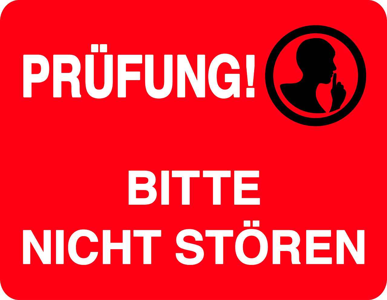 Ruhezone Aufkleber "PRÜFUNG! BITTE NICHT STÖREN" 20-60cm LO-QUIETZONE-H-10300-14