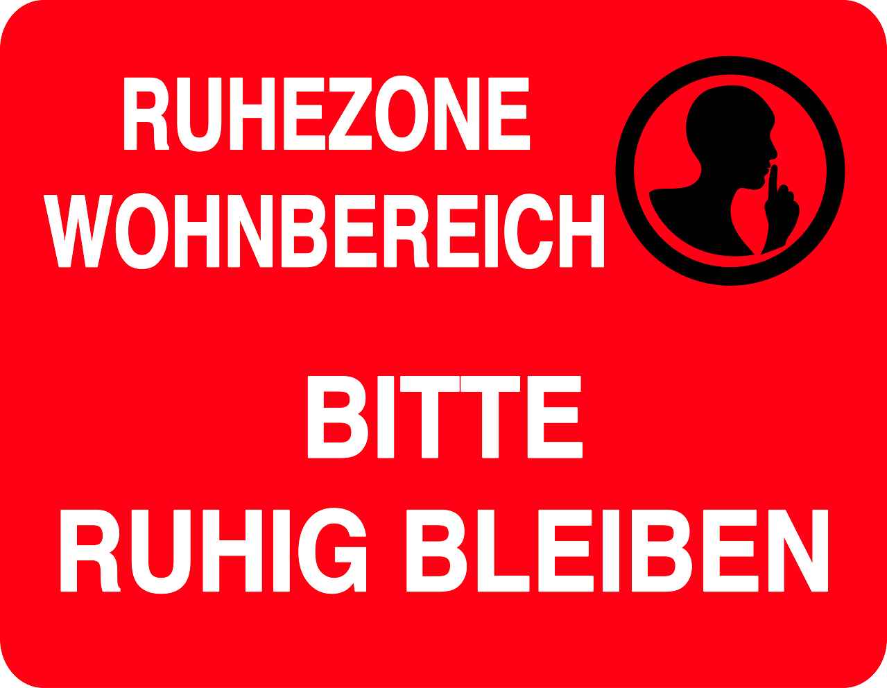 Ruhezone Aufkleber "RUHEZONE WOHNBEREICH BITTE RUHIG BLEIBEN" 20-60cm LO-QUIETZONE-H-10600-14