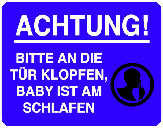 Bitte nicht stören Aufkleber "Achtung! Bitte an die Tür klopfen, Baby ist am Schlafen" LO-QUIETZONE-H-10800-44
