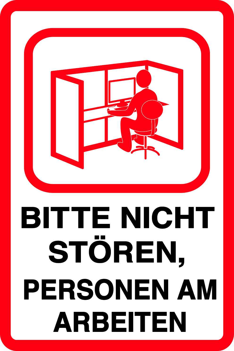 Ruhezone Aufkleber "BITTE NICHT STÖREN, PERSONEN AM ARBEITEN" 10-40 cm LO-QUIETZONE-V-10000-0