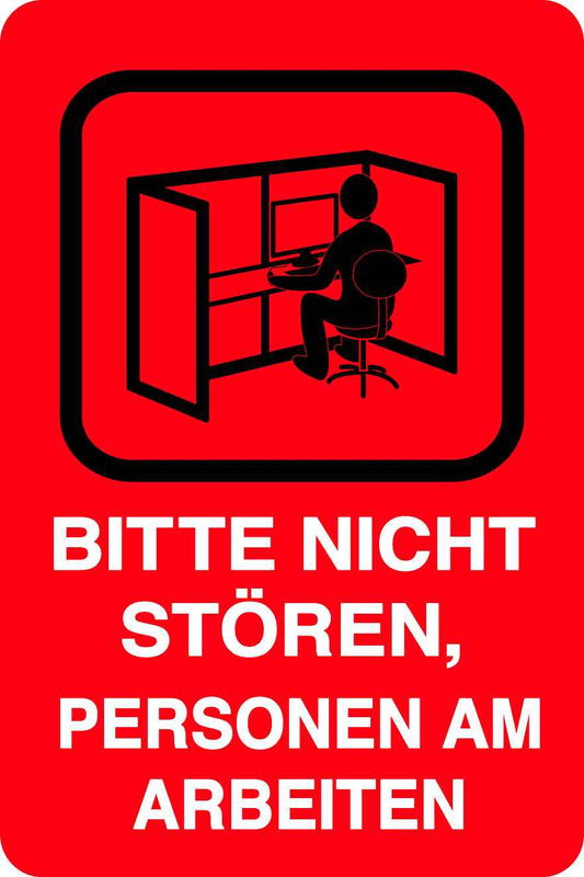 Ruhezone Aufkleber "BITTE NICHT STÖREN; PERSONEN AM ARBEITEN" 10-40 cm LO-QUIETZONE-V-10000-14