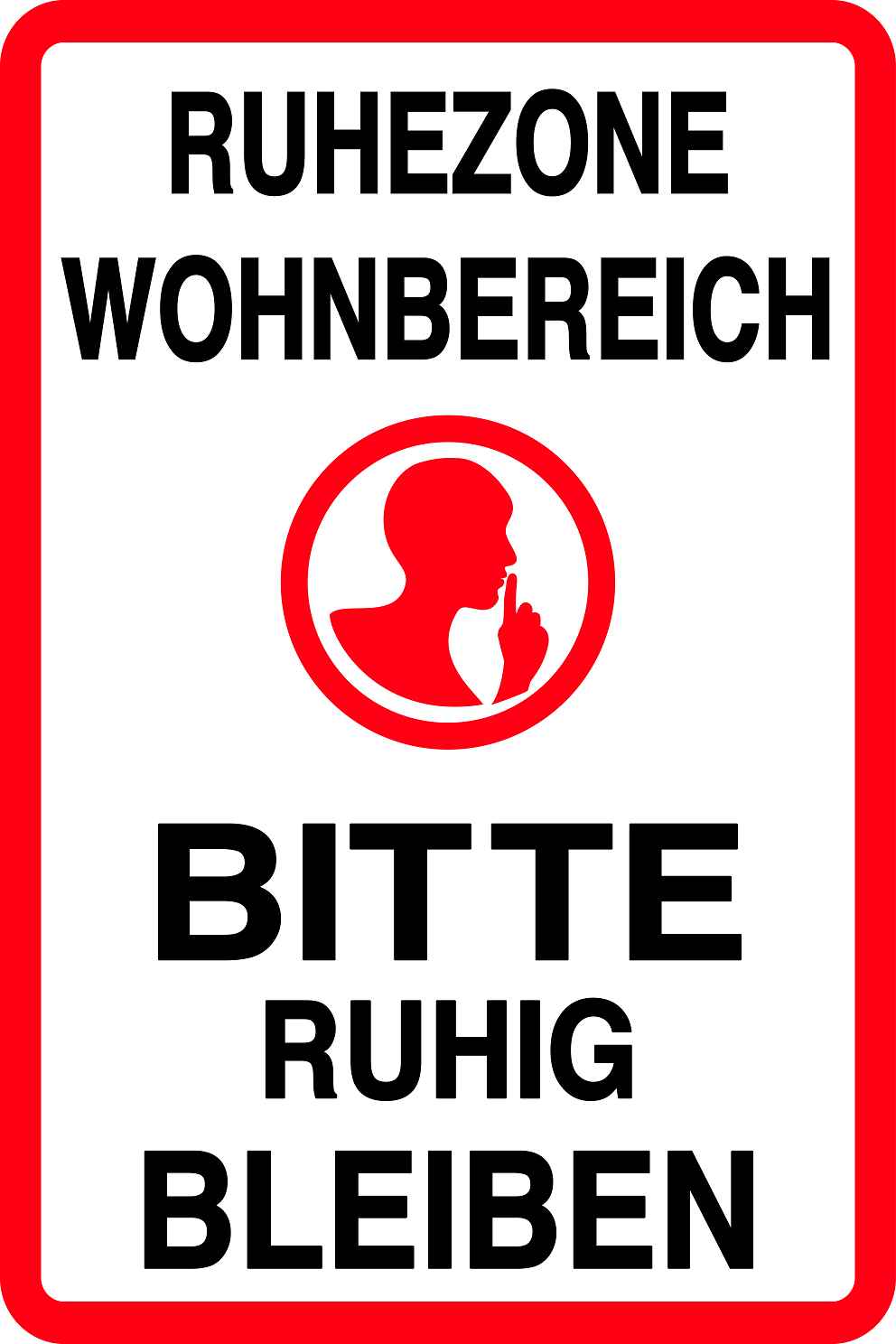 Ruhezone Aufkleber "RUHEZONE WOHNBEREICH BITTE RUHIG BLEIBEN" 10-40 cm LO-QUIETZONE-V-10600-0