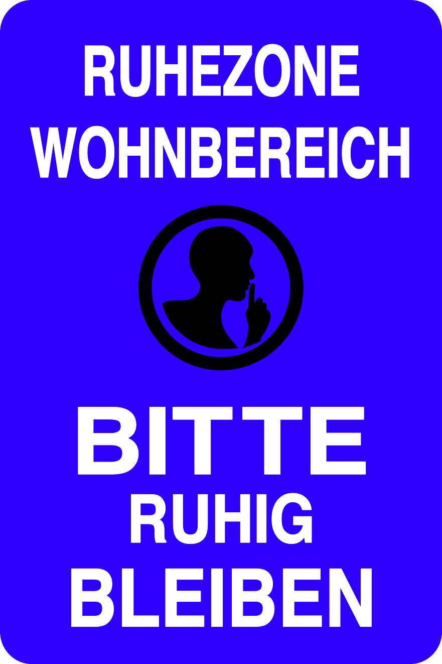 Ruhezone Aufkleber "RUHEZONE WOHNBEREICH BITTE RUHIG BLEIBEN" 10-40 cm LO-QUIETZONE-V-10600-44