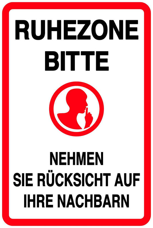 Ruhezone Aufkleber "RUHEZONE BITTE NEHMEN SIE RÜCKSICHT AUF IHRE NACHBARN" 10-40 cm LO-QUIETZONE-V-10700-0