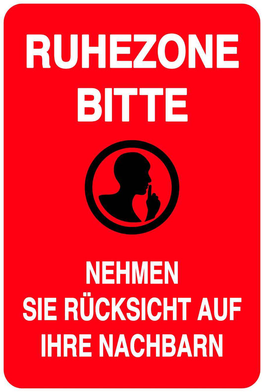 Ruhezone Aufkleber "RUHEZOHNE BITTE NEHMEN SIE RÜCKSICHT AUF IHRE NACHBARN" 10-40 cm LO-QUIETZONE-V-10700-14