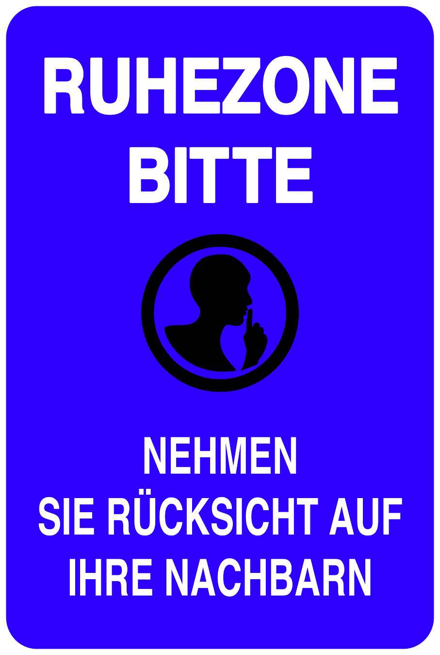 Ruhezone Aufkleber "RUHEZONE BITTE NEHMEN SIE RÜCKSICHT AUF IHRE NACHBARN" 10-40 cm LO-QUIETZONE-V-10700-44