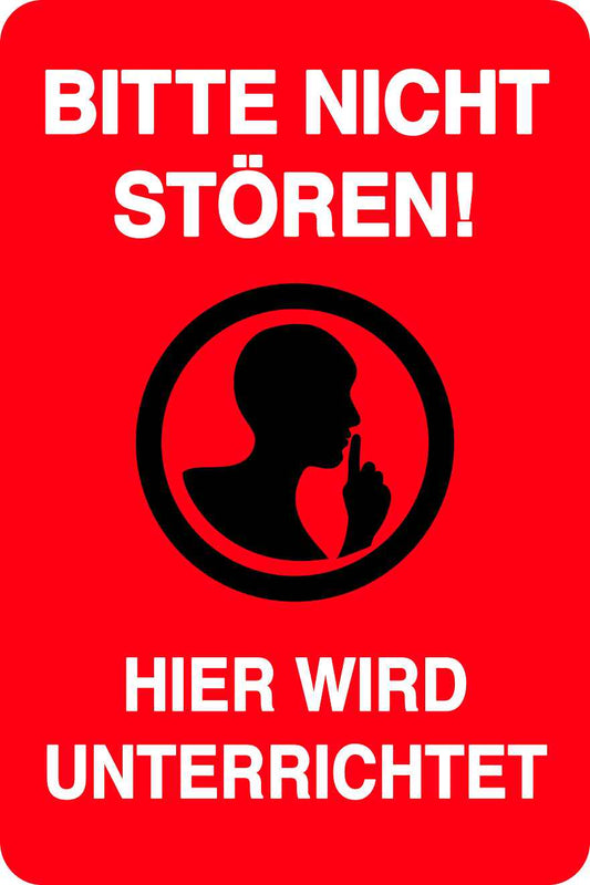 Ruhezone Aufkleber "BITTE NICHT STÖREN! HIER WIRD UNTERRICHTET" 10-40 cm LO-QUIETZONE-V-11000-14