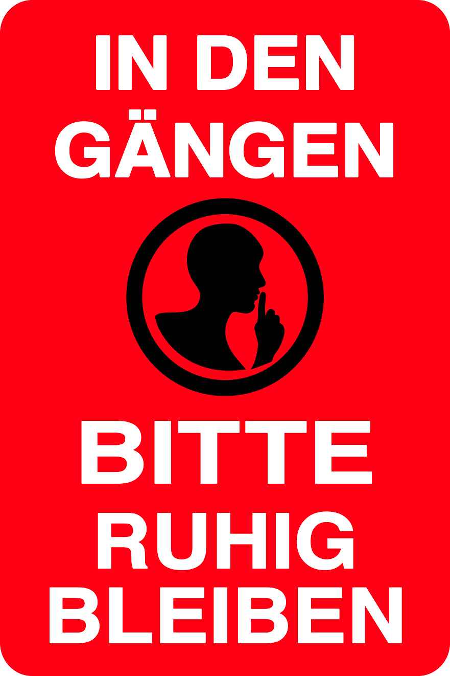 Ruhezone Aufkleber "IN DEN GÄNGEN BITTE RUHIG BLEIBEN" 10-40 cm LO-QUIETZONE-V-11100-14