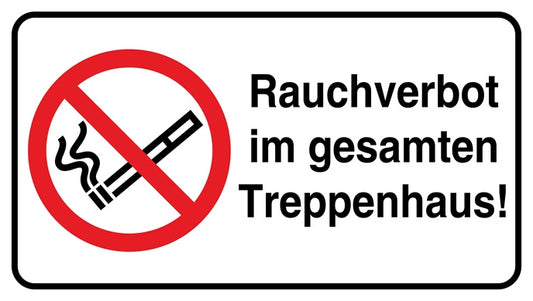 Rauchverbot Aufkleber "Rauchverbot im gesamten Treppenhaus" 10-60 cm LO-RAUCHVERBOT-H-10200